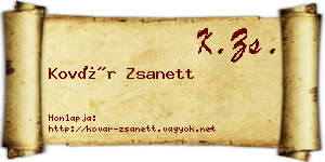 Kovár Zsanett névjegykártya